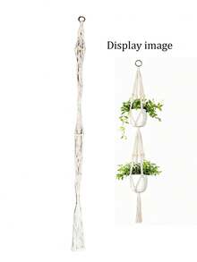 1 giỏ treo cây cảnh trong nhà - Giá treo cây cảnh trong nhà bằng macrame - trắng - Xem 20