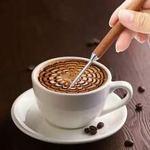 Premium Rosewood Handle Latte Art Needles - Stainless Steel Coffee Decorating Tools For Cafes & Restaurants - Wood Color - View 5