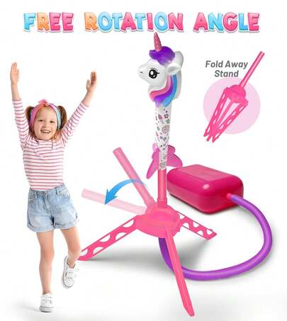 Unicorn Rocket Launcher For Kids, 4 Unicorns Outdoor Toys For Girls, Christmas Easter Birthday Gifts For Girls Ages 3+ Years Old, Fun Indoor Toys For Kids Ages 3+ Years Old