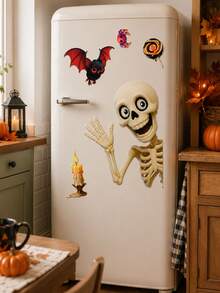 1/2pcs/Skull Halloween Fridge Magnets - Cute Fridge And Glass Window Stickers Decoration; Halloween Window Stickers And Decals, Halloween Party Supplies - Multicolor - View 4