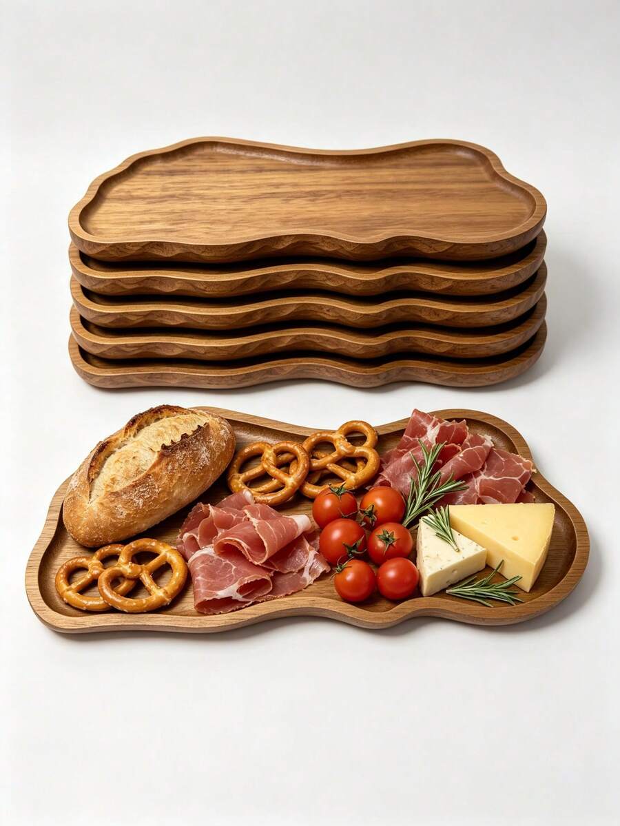 1PC Luxury Wooden Tray, Kitchen Essential, Tray With Storage Function, Kitchen Accessory, Home Decor Living Room, Autumn Home Decor, Classroom Essential, Halloween Decoration, Party Decoration - Khaki - View 1