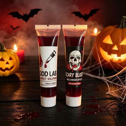 1 buah Darah Palsu Kostum Halloween Multi-Spesifikasi, Darah Plasma Palsu Menetes Realistis untuk Adegan Horor, Darah Efek Khusus yang Mudah Dibersihkan, Cocok untuk Kostum Halloween, Vampir, Zombie, Permainan Peran Monster, Adegan Rumah Hantu, Bioskop, dan Alat Peraga Lelucon (Beberapa Bagian Merek Acak dan Perbedaan Warna Acak)