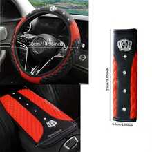 1pc Multicolor Crown Rhinestone Car Steering Wheel Cover, Bubble Embossed Elastic No Inner Ring Design, Anti-Slip All-Season Universal For Sedan SUV MPV Car Interior Accessory - Multicolor - View 1