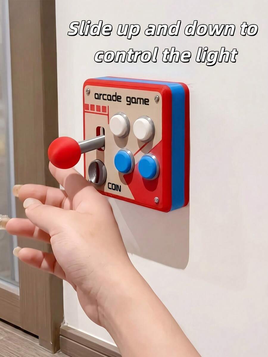1pc Retro Arcade Game Joystick-Shaped Light Switch Panel, Fun E-Sports Room Wall Switch Decorative Cover, Sliding Rocker Switch Panel, Nostalgic Video Game Style Light Switch Decoration, The Perfect Gift For Game Enthusiasts And Men.