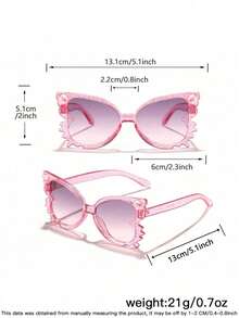1 PC Girls 6-9Y Butterfly Fashion Glasses Off-White Neon Pink Lightweight PC Frame Gradient Lens Cute Sweet For Activities Parties With Glasses Box - Multicolor - View 11