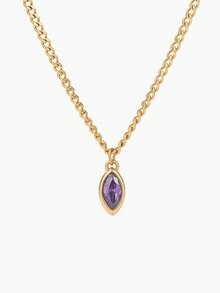 Vandermere 1pc 18K Gold Plated Stainless Steel Cubic Zirconia Pendant Necklace, Suitable For Women Everyday And Wedding Wear Gift - Pendant Necklace - View 14