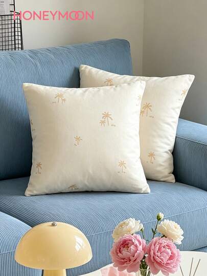 HONEYMOON 1pc Printed Pillowcase (No Filling), 100% Pure Cotton, Fashionable Aesthetic Decorative Pillow Cover, Suitable For Bedroom, Sofa And Bench, Perfect Gift For Family, Friends And Loved Ones, Soft And Breathable, Oeko-Tex Certified