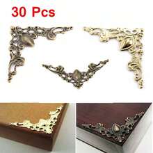 30PCS Metal Angle Corner Brackets Gold Bronze 40mm Notebook Cover For Menus Photo Frame Furniture Decorative Protector - A - View 1