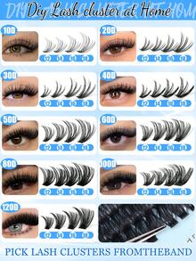 640/544/200 Clusters D Curl Individual Eyelashes High Capacity Fake Lashes Extensions Kit, Natural Thick Segmented Lash With Bond And Seal,Tweezers,Brush, Long Lasting Wispy False Lash Book Beginner Friendly, For Daily And Quick Makeup, Easy To Use - Baby Blue - View 10