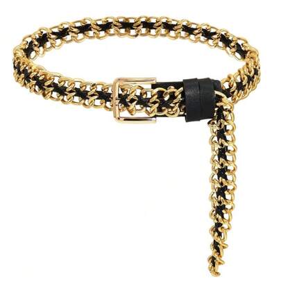 Metal Chain Waist Belt, Woven Metal Chain Belt, Fashion Versatile Spliced Belt, Punk Style Unisex