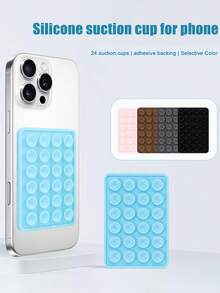VRNOEI 1件極簡色塊矽膠吸盤手機殼，適用於 iPhone 17 11 12 13 14 15 16 17 Pro Max，防震全包覆相機保護殼，防刮防指紋，親膚絲滑觸感保護套 - 粉色 - 查看 7