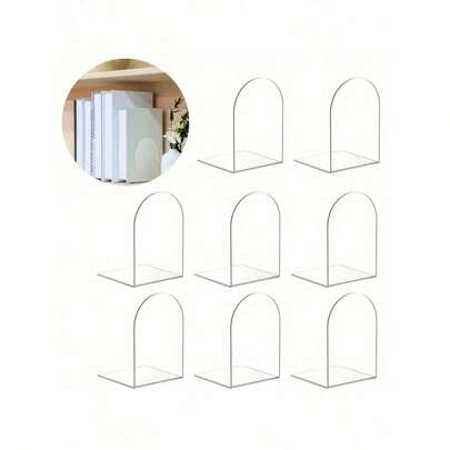 1/2/4/8 peças Apoios de Livros Minimalistas de Acrílico Transparente de 10 cm, Suportes de Livros Antiderrapantes e Resistentes para Secretária e Estante, Organizador de Livros Transparente para Escritório em Casa