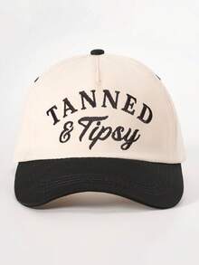 1件女款刺繡 TANNED Tipsy 配色棒球帽，時尚軟頂可調帽簷戶外帽，防曬透氣，適合戶外運動、露營、旅行、度假的假期禮物 - 棒球帽 - 查看 14