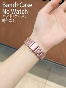 適用於 Ultra 3/2/1 SE/S10/S9/S8/S7/S6/S5/S4/S3/S2/S1，粉色 14mm 窄版時尚年輕女性風格粉色金屬錶帶與 2 合 1 錶殼膜一體式保護殼，防撞防刮防塵保護套，粉色不鏽鋼智慧手錶錶帶 38mm 40mm 41mm 44mm 45mm 46mm，派對、夏季海灘活動、日常、婚禮，男女通用配件，送給朋友的禮物，夏季不鏽鋼飾品 - 粉色 - 查看 9
