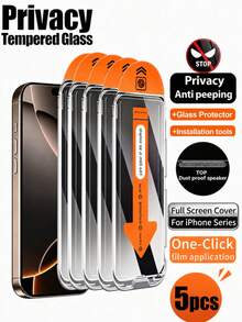 CASECOPS 5 قطع واقي شاشة هاتف من الزجاج المقسى 9H HD مع أدوات تركيب تلقائية وأدوات محاذاة تلقائية، ملاءمة دقيقة بدون فقاعات أو حواف، عرض أمامي فائق الوضوح، حماية خصوصية جانبية، لمس ناعم، مقاوم للخدش/الغبار/البصمات، متوافق مع آيفون 17 برو ماكس/17 برو/17 إير/17E/17/16 برو ماكس/16 برو/16 بلس/16E/16/15/14/13/12/11/بلس/X/XR/XS ماكس وطرازات أخرى - 5 قطع - مشاهدة 20