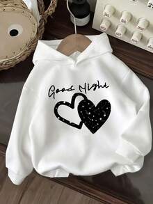 3pcs-Tween Girl 3-Piece Set, Fun Print Thermal Lined Hooded Pullover Sweatshirt, Warm And Comfortable For Autumn/Winter - Black - View 4