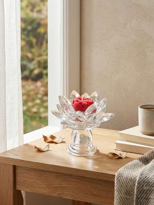 Luxury Crystal Glass Candle Holder, French Style Design, Suitable For Tea Light Candles, Creates Excellent Atmosphere Decoration, Suitable For Home Decor, Room Arrangement, Party And Holiday Use, Living Room Accent, Office Space Styling, Valentine's Day, Birthday, Graduation Season Gift Choice, Dining Table, Wedding, Party, Church Decoration, Velive, Aromatherapy Diffuser, Living Room Decor, Vintage Room Decor, Halloween Decoration