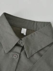 Vintage Style Cross Strap 2 In 1 Fashion Versatile Blouse - Dark Grey - View 4