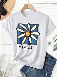 ChristmasMen's White Tee - Comfortable And Airy Daily Shirt Featuring A Blue Daisy Peace Design, Suitable Both Casual And Formal Wear,Hot Item - Black - View 7