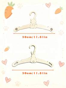 4pcs Cute Cartoon Animal Wooden Baby Hangers, Bear, Rabbit, Puppy Pattern, Non-Slip Nursery Closet Storage Organizer Hooks, Baby Room Decor Hooks - Multicolor - View 3