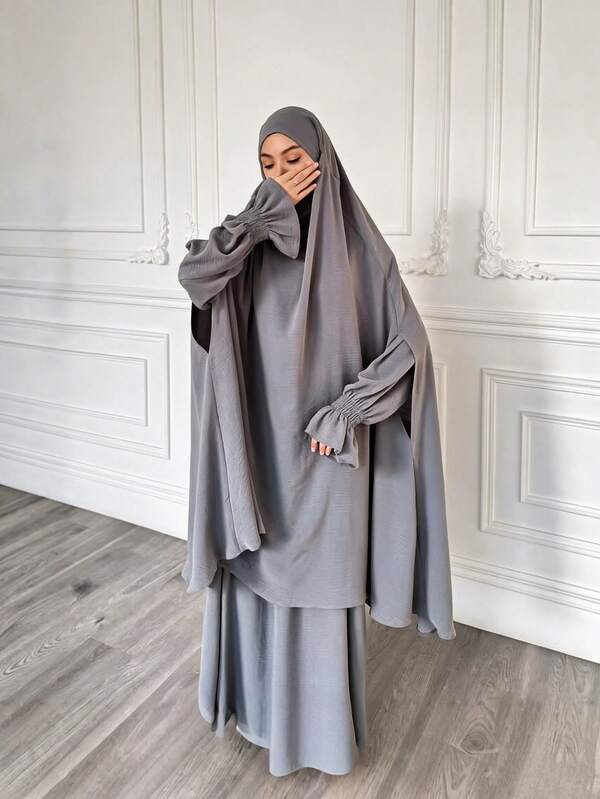 Women's Middle Eastern Abaya Long Robe + Hijab Loose Comfortable Set P403, Suitable For Ramadan Ramadan