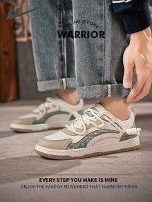 Warrior Men's Board ShoesSpring And SummerComfortable Modest Style Casual Yet Sleek Sneakers Applicable Throughout The Year Wear-Resisting All-Day Wear Training Sneakers Running Shoes - Beige/Green/Khaki - View 3