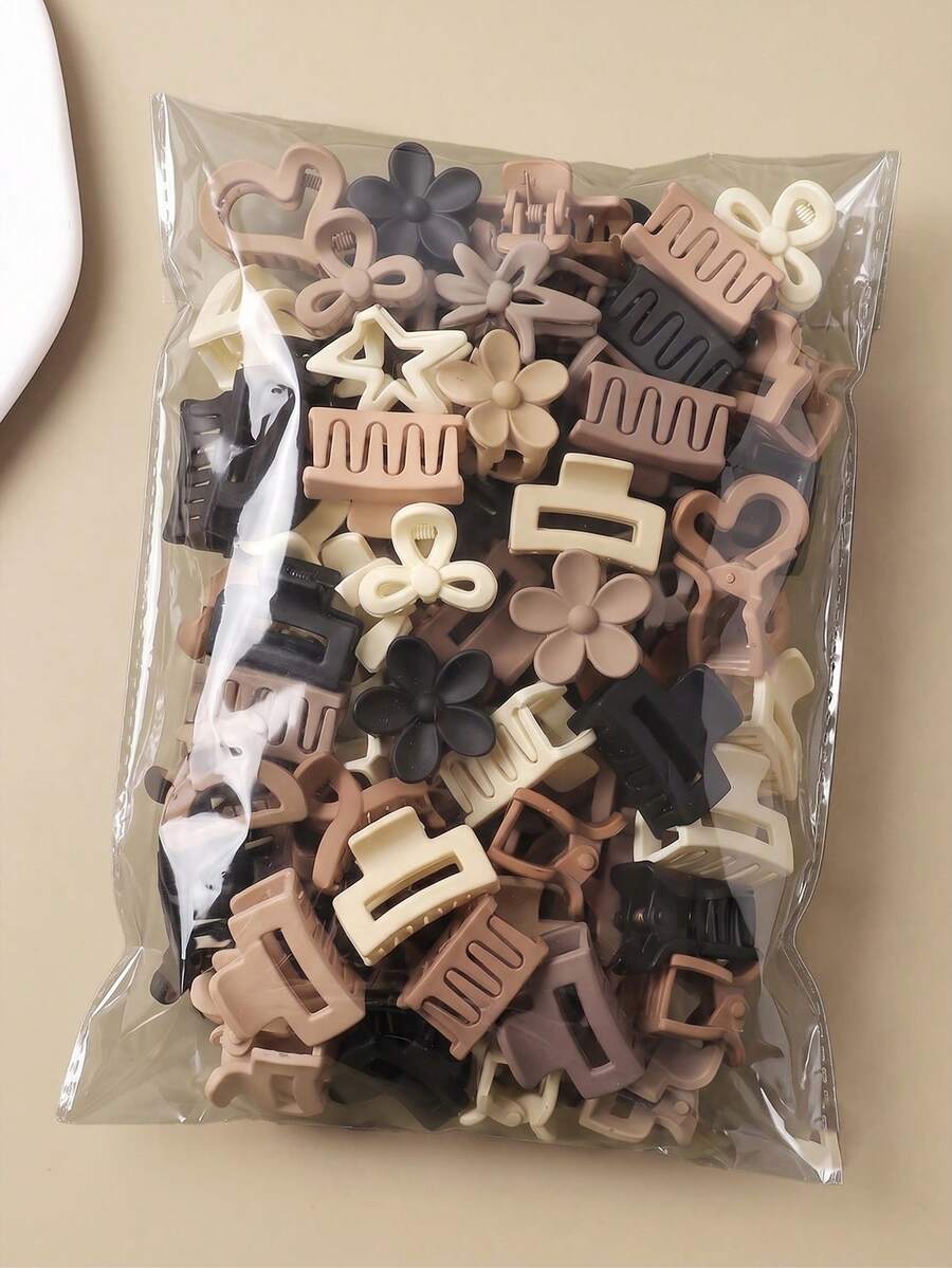 30/20/10件組啞光迷你髮夾套組，中性色小抓夾，花朵愛心星星蝴蝶可愛Y2K甜美風女童開學髮飾