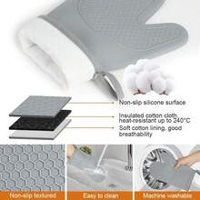 1 pieza Guantes para horno de silicona - Gris - Ver 4