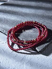 2pcs 18K Gold Plated Natural Garnet Bracelet Set Mother's Day Valentine's Day Birthday Gift - Garnet - View 5