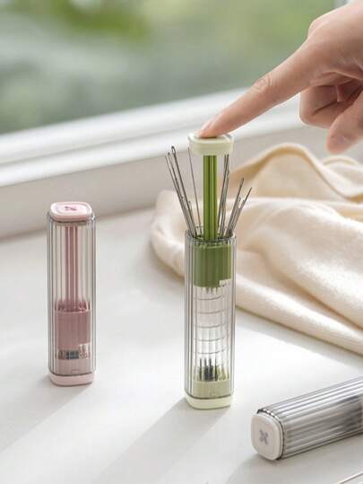 1 bộ dụng cụ may vá mini cầm tay, hộp đựng kim nam châm thiết kế nâng lên dễ sử dụng, gồm 20 kim, đồ dùng thiết yếu khi du lịch và tại nhà