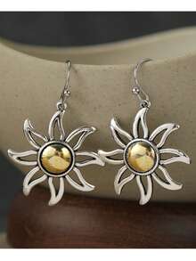 DIYCCPC Bohemian Vintage Sunflower Hollow Dual-Tone Decorative Earrings, Perfect For Daily Commute And Holiday Party Gift Jewelry - Two-color - View 8