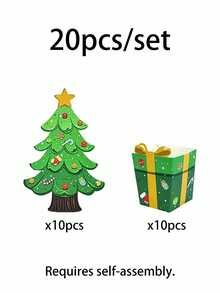 20pcs/Set Christmas Gift Boxes And Greeting Cards - Suitable For Wedding Favors, Baby Shower And Birthday Party. These Gift Boxes Feature Christmas Tree And Santa Claus Designs, Making Them Ideal For Holiday Parties And Bridal Showers. - Multicolor - View 13
