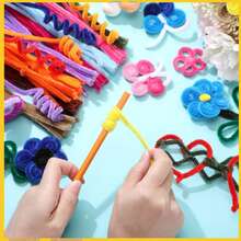 [131pcs Handmade Set]100pcs Solid Color Pipe Cleaners + 30pcs Googly Eyes + 1 DIY Tutorial Book, Soft Chenille Stems, Suitable For Handmade Flowers, Holiday Decorations, Home Desktop Decor, Seasonal Party And Holiday Gift DIY Craft Materials - Pipe Cleaner Set - View 10