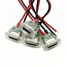 5/10 buah Kabel Ekstensi Tipe-C 2 Inti, Steker Pipih Transparan dengan Indikator LED, Struktur Kabel yang Diperkuat, Kabel Ekor Betina Tipe-C yang Dapat Disolder, Cocok untuk Modifikasi Kabel DIY - Clear - View 6