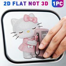 SANRIO 1pc 2D Flat Rhinestone Hello Kitty Fuel Tank Cap Sticker, Hello Kitty Holding Gas Pump, Car Decoration Sticker, Waterproof & Sun-Resistant, Sweet Style, Car Modification Sticker, Suitable For All Types Of Car Fuel Tank Caps, Great Gift For Family And Friends - A - View 9