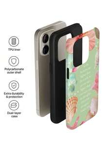 1pc Gentle Healing Scripture Slogan Flower Shell Starfish Pattern Design, Phone 17 Pro Max Phone Case, Compatible With Phone 16 Pro Max, 15 Pro Max, 14 Pro Max, High-End Fashionable & Interesting Phone Case, Compatible With 11/12/13/14/15/16 Pro Max Plus, Elegant Design Suitable For Men And Women, Perfect Gift For Friends, Besties On Holidays, Birthdays, Daily, Anniversaries! - Multicolor - View 5