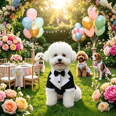 1pc Pet Dog Suit Tuxedo, Gentleman Style With Sleeves, Bow Tie Decoration, Non-Elastic Fabric, Please Choose One Size Larger, Suitable For Small/Medium Dog Clothes, Cat Clothes, Pet Wedding And Garden Party Use, Pet Wedding Gift First Choice