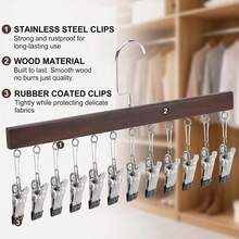 2pcs Closet Storage Hangers With 12 Clips, Space-Saving Leggings Rack, 360° Rotating Metal Clips With Silicone Lining, Suitable For Skirts, Socks, Bras, Shorts, Underwear, Ties - Multicolor - View 6