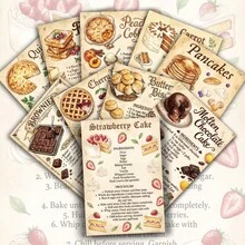 20pcs Vintage Printed Recipe Cards, 3.9*5.7 Inch Dessert Baking Illustrations & Steps, Single-Sided Vintage Cooking Reference Card Set, Suitable For Home Kitchen, Recipe Collection & Baking Gifts - Multicolor - View 4