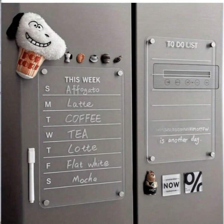 1pc Transparent Acrylic Magnetic Message Board, Weekly Planner/To-Do List Erasable Magnetic Fridge Magnet, Suitable For Home And Office Use (Includes 1 Whiteboard Marker) - A - View 1