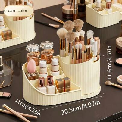 Kệ trưng bày mỹ phẩm xoay 360° mới nhất & hộp lưu trữ làm đẹp, khay đựng mỹ phẩm, ống cắm bút văn phòng, có ngăn đựng cọ trang điểm, ống cắm bút, ngăn đựng son môi, ngăn lưu trữ chăm sóc da và mỹ phẩm - thiết kế đa năng tiết kiệm không gian, phù hợp để đựng mỹ phẩm nhỏ, son môi, chăm sóc da, cọ trang điểm và văn phòng phẩm, khay sắp xếp bàn làm việc | Thiết kế tối giản | Thiết kế ngăn, phù hợp cho phòng tắm, bàn trang điểm, bàn văn phòng, Halloween, Giáng sinh, quà tặng ngày lễ, nhiều kiểu dáng để lựa chọn, thiết yếu cho nghệ sĩ trang điểm
