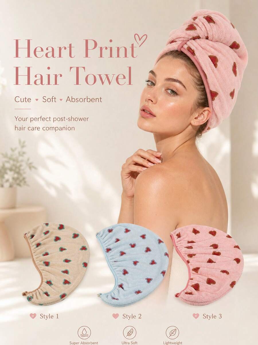 1/2/3pcsMicrofiber Hair Drying Towel Wrap, Super Absorbent Quick Dry Hair Turban Cap For Women, Anti-Frizz Bath Accessory,Soft Coral Fleece Hair Towel Wrap, Ultra Absorbent Quick Drying Shower Cap Hat For Long And Thick Hai - Multicolor - View 1