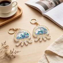 1pc Resin Silicone Mold, Jellyfish Shaped Ornament Pendant Mold, Ocean Element Keychain Pendant Accessory Making Plaster Resin Mold, Perfect For Handmade Crafts, Gift Making, Reusable - White - View 3