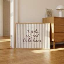 1pc Frameless Neutral Striped "Home Sweet Home" Wall Art Poster, Minimalist Vintage Decor For Dorm, Bedroom, Party Gift - Stripe - View 4