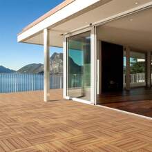 Acacia Wood Deck Tiles, 12" X 12" Interlocking Outdoor Flooring For Patio, Balcony, Garden And Backyard, Durable Natural Wood Floor Tiles For Deck, Porch And Poolside Decor - Soil - View 7
