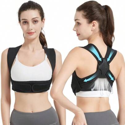 Corrector de Postura, Férulas para Espalda Soporte, Faja Postura Columna Ajustable, Alivia el Dolor Cuello, Hombros y Cintura, Mejorar el Joroba, Adecuado Hombres y Mujeres, Adolescentes(M, Negro)