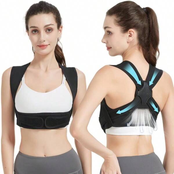 Corrector de Postura, Férulas para Espalda Soporte, Faja Postura Columna Ajustable, Alivia el Dolor Cuello, Hombros y Cintura, Mejorar el Joroba, Adecuado Hombres y Mujeres, Adolescentes(M, Negro)