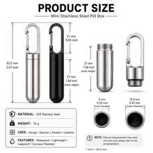 304 Stainless Steel Mini Pill Box Keychain, Waterproof Portable Medicine Holder, Airtight Pill Case For Travel, Vitamins, Tablets & Capsules - View 7
