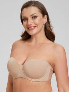 MELENECA Women's Strapless Bra For Large Bust Back Smoothing Plus Size With Underwire - Apricot - View 6