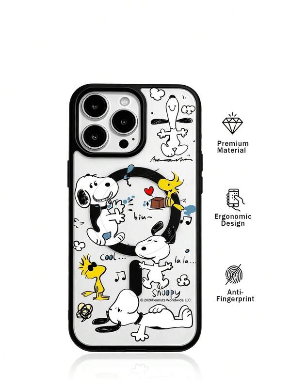 Miniso 1pc Cartoon Snoopy Phone Case, Supports Wireless Charging And Magnetic Attachment, Anti-Yellowing, Transparent Clear, Lightweight Anti-Slip, Scratch-Resistant, Suitable For Cartoon Anime Style, Compatible With Summer Android Series S22, S23, S24plus, S25, S26ultra And Apple 17, 17Air, 17pro, 17promax, 11, 13, 14, 15, 16pro, 16promax, 14Plus, 16P